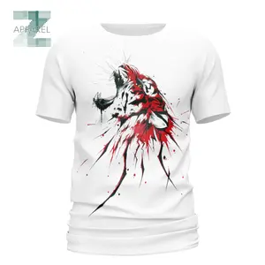 55% Katoenen 45% Polyester Unisex Tijgerprint T-Shirt Dier Grappig T-Shirt 170gsm Tijger 3d Digitaal Bedrukt Oem Custom L