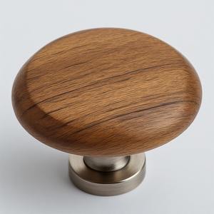 Matte <b>Black</b> Metal Wooden <b>Knob</b> Designed With Elegant Wooden Carving Perfectly Balancing Rustic And Modern Home Styling Needs - Product Image 2