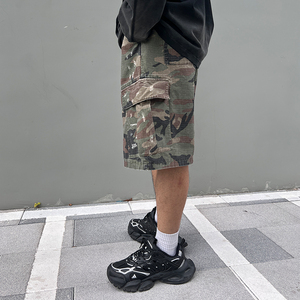 Men's Casual 100% Cotton Cargo Shorts with Custom Logo Quick Dry and <b>Enzyme</b> Wash Drawstring Design - Product Image 3