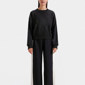 Sudadera Corta Lisa Negra de Alta Calidad para Mujer, Cuello Redondo, de Pakistán, Sudaderas Extra Grandes, Sudadera Personalizada con Logotipo para Mujer - Product Image 3