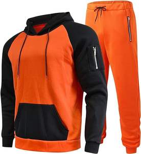 Ensemble de sweat-shirts 2 pièces décontractés pour hommes, couleur unie, vêtements d'hiver quotidiens, pull à capuche à manches longues, costume élégant en relief - Product Image 1