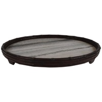 Plateau de service en bois de manguier artisanal de qualité supérieure, design élégant de style américain, poignées intégrées durables, multifonctionnel, passe au lave-vaisselle