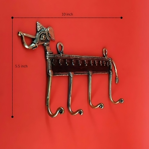 Porte-clés en laiton avec motif cheval, 4 crochets, 10 pouces, décoration murale en métal doré - Product Image 2