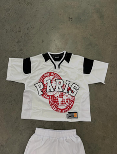 เสื้อยืดและกางเกงวอร์มเสื้อยืดคอวีสำหรับผู้ชายชุดเสื้อยืดและกางเกงพิมพ์ลายแบบสตรีทฤดูร้อนพิมพ์ลายแบบโอเวอร์ไซส์สำหรับผู้ชาย - Product Image 5