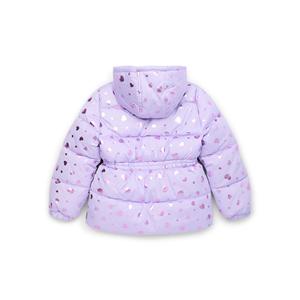 Vestes à capuche pour filles en gros Manteau bouffant rose avec imprimé coeur mignon - Product Image 4