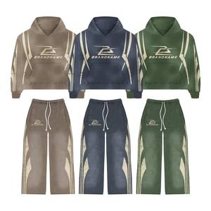 Survêtements chauds d'hiver pour hommes Coquille souple confortable Poids lourd éponge française Acide lavé sérigraphié Options de taille Plus - Product Image 1