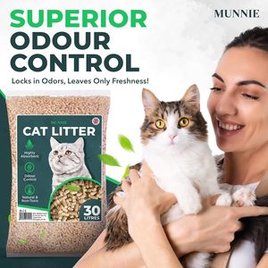 Litière pour chat Munnie 30L Biodégradable Sans poussière Non parfumée Ultra-absorbante Briquette de litière pour chat pour chats et chatons - Product Image 1