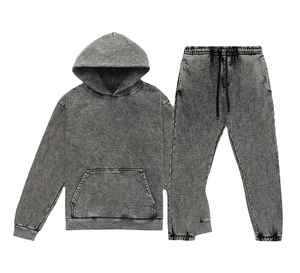 Suéteres deportivos de material suave para hombre, lavado con ácido, precio al por mayor, última llegada, logotipo personalizado, servicio OEM, chándal, lavado con ácido - Product Image 2