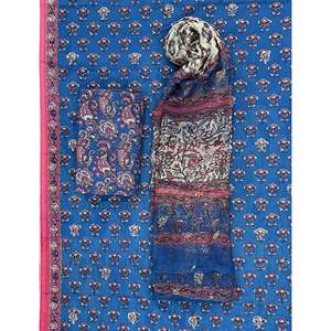 Ensemble Salwar Kameez en coton imprimé au bloc Khadi non cousu avec dupatta en mousseline – Vêtements ethniques indiens modernes pour les fêtes – Nouvelle collection - Product Image 1