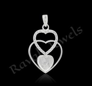 2025 superventas conjunto de bisel 8x8mm Triple corazón diseño circón en blanco encanto colgante mujeres plateado plata esterlina joyería hallazgos - Product Image 5