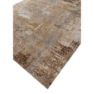 พรมขนสัตว์และไหมไผ่ถักมือสีเบจและสีน้ำตาลลายแบบนามธรรมสำหรับห้องนั่งเล่นวัยรุ่นหรือทางเดิน-Esk-439 - Product Image 2