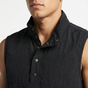 Gilet coupe-vent moderne et élégant sans manches en polyester avec col montant et poche avant pour hommes, fabriqué au Pakistan - Product Image 3