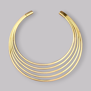 Collar de Gargantilla de Latón de Múltiples Hilos - Collar Abierto de 5 Capas, Estilo Bohemio Tribal, Color Dorado, para Mujer - Product Image 2