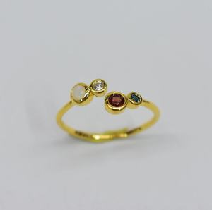 เครื่องประดับผู้หญิงพร้อมส่ง S925 14K ชุบทองมินิมอลแหวนโอปอลและโกเมนจากออสเตรเลียปรับแต่งได้สำหรับขายปลีก - Product Image 1