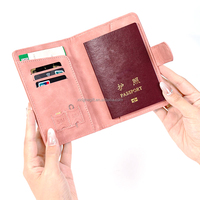 Porta Pasaportes Magnético Personalizado con Logotipo, Organizador de Documentos y Boletos de Viaje, Color Rosa Multicolor