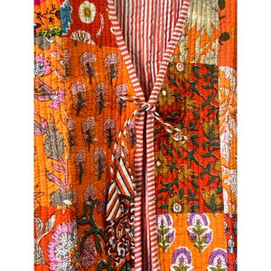Chaleco Kimono Acolchado de Algodón Hecho a Mano para Mujer, Estilo Boho con Rayas y Ribetes, Talla Grande, Ropa de Abrigo para Invierno y Primavera con Bordado Vintage - Product Image 3