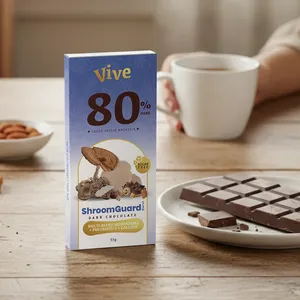 Vive ShroomGuard Chocolate Negro 80% Sin Azúcar con Mezcla de Hongos 55g - Product Image 4