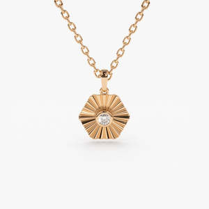 Bisel hecho a mano conjunto hexágono forma diamante solitario piedra colgante collar delicado joyería personalizada para mujeres - Product Image 3