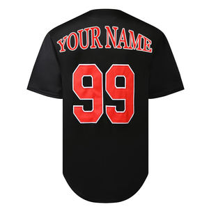 Maillot de baseball uni, teint uni, respirant, col en V, uniforme boutonné pour baseball et softball avec logo et couleur personnalisés - Product Image 3