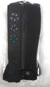 Black Nylon <b>Riding</b> Half <b>Chaps</b> With Horseshoe Embroidery And Zip Closure Elegant <b>Riding</b> Half <b>Chaps</b> Designed for Modern Riders - Product Image 2
