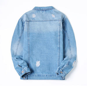 Chaqueta Vaquera de Manga Larga para Hombre, Personalizada, de Alta Calidad, al por Mayor, Chaqueta de Mezclilla Bordada, Estilo Urbano, con Cierre de Cremallera, para Otoño - Product Image 2