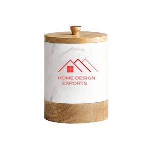 Pot en marbre italien à succès avec bouton en laiton sur le dessus pour le stockage des aliments et des épices Meilleure tendance de la cuisine - Product Image 6