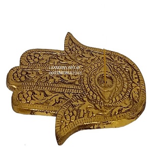 Attrape-cendres d'encens sculpté en aluminium porte-bâtons d'encens en métal design hamsa brûleurs d'encens en métal attrape-cendres - Product Image 1