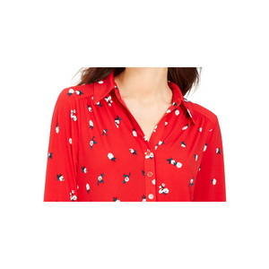 Maglia da donna Charter Club a maniche a 3/4 stampata, traspirante, rossa, in maglia, con logo, taglia Small, stile casual - Product Image 2