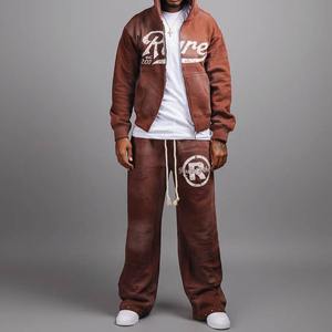 Custom Tracksuit Logo <b>Black</b> Crop Top Flared Sweatsuit Acid Wash Acid Wash Sweat Suit Sweatpants and <b>Hoodie</b> Sets - Product Image 4