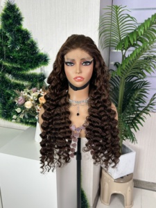 Perruque frontale en dentelle 5*5 à ondulations profondes, 100% cheveux humains bruts, haute densité - Product Image 3