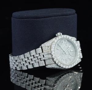 Best Customized Antique Fashion Moissanite Studded Men's Watch 41MM Stainless <b>Steel</b> <b>Silicone</b> Glass Mechanical Movement Date - Product Image 3