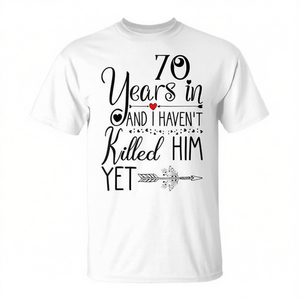 T-shirt pour le 70e anniversaire de mariage, cadeau pour elle, 70 ans de mariage, manches courtes, col rond, impression numérique, pour femme adulte - Product Image 2