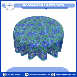 Vente chaude 100% Coton Blanc Rectangle Nappe Main Bloc Imprimé Motif Floral Bien Absorbant 20 Feuilles 275 Cms - Product Image 4