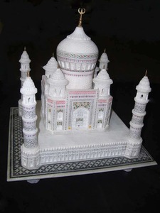 Escultura de Taj Mahal de mármol blanco pulido tallado a mano exquisita más vendida para decoración del hogar fines de regalo - Product Image 6