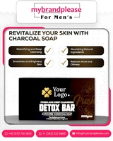 Jabón de Carbón Activado para Hombre, Medicado, Exfoliante, Blanqueador, Limpieza Profunda, Barra de Jabón, OEM/ODM, Etiqueta Privada, Cuidado de la Piel Personalizado Disponible