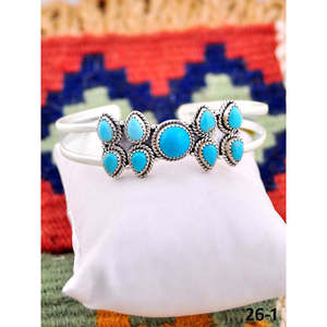 Southwest Handmade Kingman Turquoise & Sterling <b>Silver</b> <b>Cuff</b> <b>Bracelet</b> Cultural Collectible Jewelry for Men & Women - Product Image 1