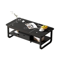 Table basse moderne au design unique en MDF noir/blanc/gris, 2 niveaux, gain de place, meubles de salon