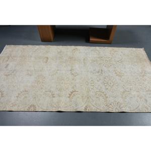 Tapis turc vintage 4x7,7 pi (121x236 cm), tapis persan en laine blanche - Product Image 3