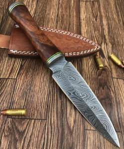 Cuchillo de Acero Damasco Hecho a Mano con Hoja de Acero con Alto Contenido de Carbono y Mango de Cuerno de Toro, Dureza MDM HRC60-65, Cuchillo de Camping de Grado Industrial - Product Image 6