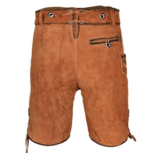 Pantalones Cortos Bávaros de Cuero de Gamuza para Hombre, Bordados, Transpirables, Resistentes al Viento, Ecológicos, de Cintura Media, para Oktoberfest - Product Image 2