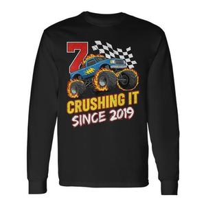 Maglietta a maniche lunghe Monster Truck per il compleanno di un bambino di 7 anni, per la festa di sette anni, nato nel 2019, regalo promozionale - Product Image 1