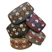 Topi Kufi Afghanistan Bordir Ringan Grosir - Topi Muslim Katun Poliester untuk Sholat, Aksesoris Islami Tradisional yang Sopan