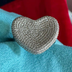 Bague de fiançailles en moissanite en forme de cœur, alliance originale, vente en gros, sertie pavé, argent 925 plaqué or rose, bijoux fins, fêtes romantiques - Product Image 1
