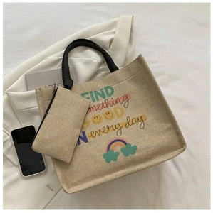 Bolsa de compras reutilizable ecológica Yute Impresión única Mango de agarre duro de diseño múltiple para llevar fiambrera - Product Image 2