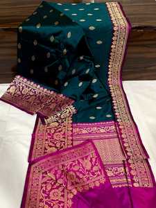 Saris de seda brocados hechos a medida en una gran variedad de colores y patrones ideales para reventa en tiendas de telas - Product Image 4