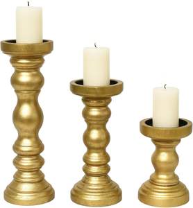 Handmade Wooden <b>Candle</b> Holders | Vintage Pillar <b>Candle</b> Stand <b>Set</b> | Rustic Home Decor - Product Image 6