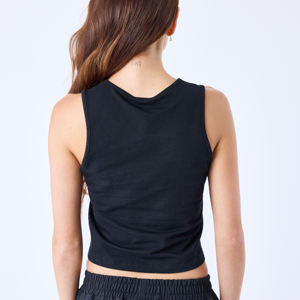 Camiseta corta sin mangas con logotipo impreso personalizado de alta calidad para mujer, Camiseta corta ligera de algodón 100%, ropa de gimnasio, camiseta para mujer - Product Image 2