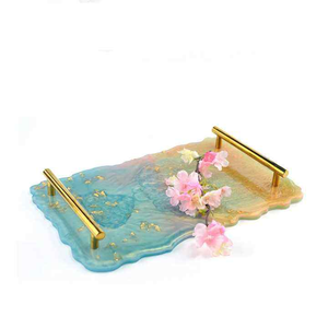 Plateaux de service rectangulaires en résine polie, faits à la main et peints à la main, écologiques, décoratifs pour la maison, vente en gros, Inde - Product Image 5