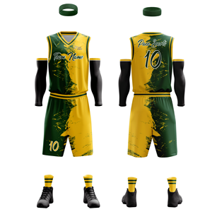 Uniformes de basket-ball personnalisés OEM Nouveau design Maillots en tissu polyester imprimé par sublimation Ensembles fabriqués en usine respirants - Product Image 2