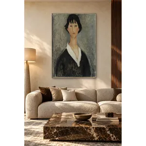 Fida Modigliani Jeune fille aux cheveux noirs, impression sur toile - Product Image 3